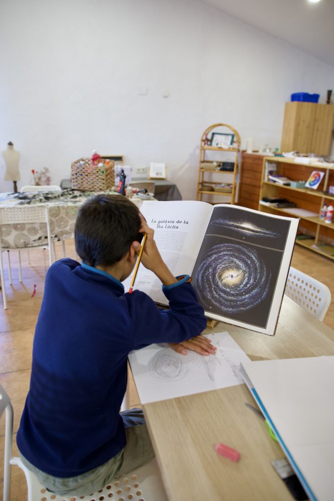 Niño concentrado trabajo Montessori